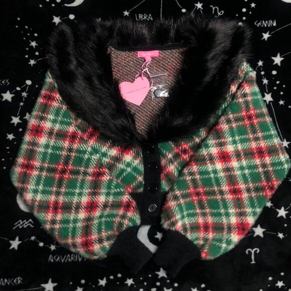 Dolls Kill Sweaters - Dolls Kill Green and Red Plaid Cardigan